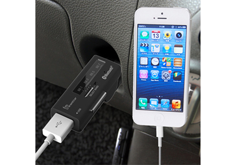 Bluetooth FMトランスミッター 4バンド USB1ポート 2.4A ブラック