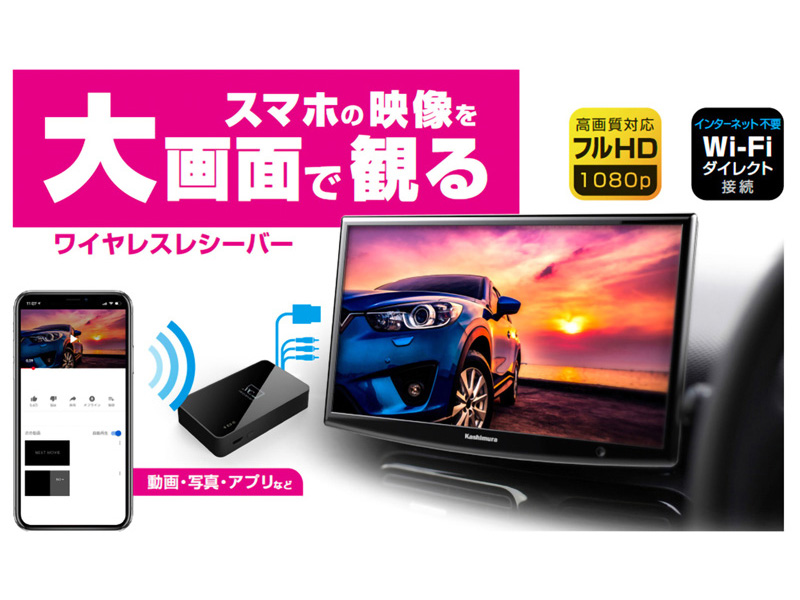 Miracastレシーバー HDMI/RCAケーブル付 ブラック