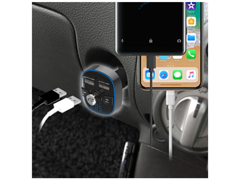 Bluetooth FMトランスミッター フルバンド USB2ポート 4.8A 自動判定 ブラック