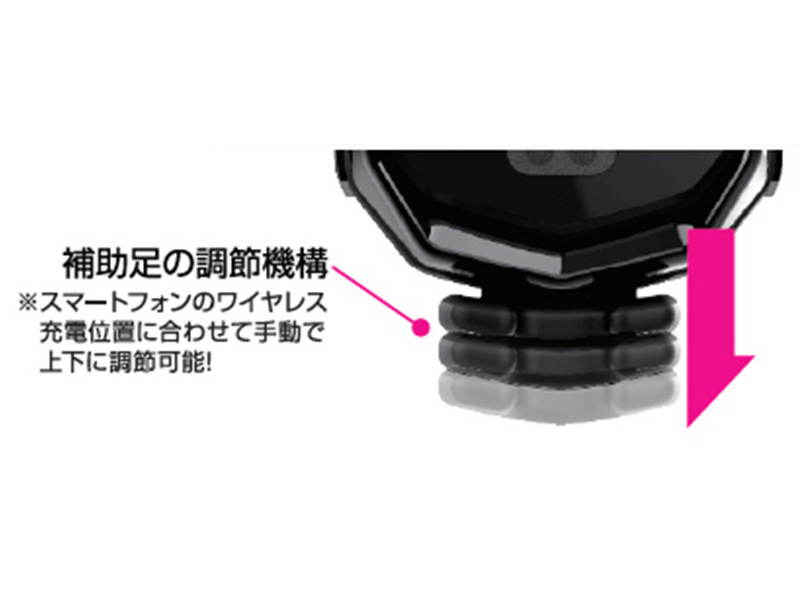 ワイヤレス充電器自動開閉ホルダー キャパシタ付 エアコン取付 ブラック