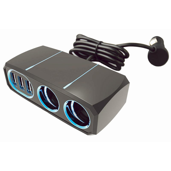 2連セパレートソケット 3リバーシブルUSB自動判定 7.2A ブラック