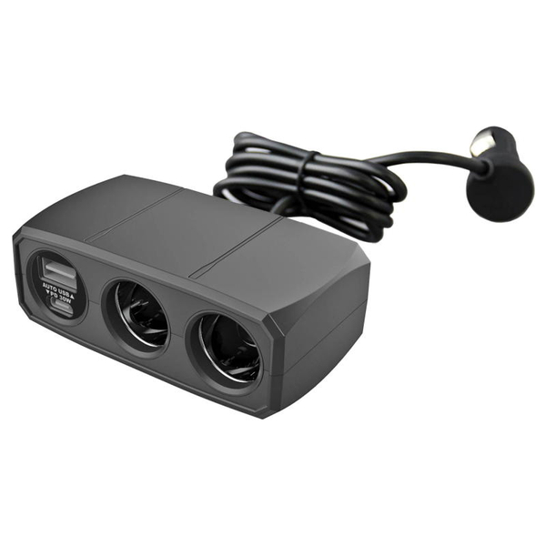 2連セパレートソケット USB-PD30W対応 / リバーシブルUSB自動判定 ブラック