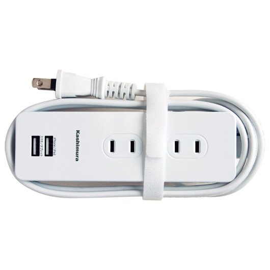 国内タップ Aタイプ AC4口 USB2ポート 3A 1.2m (ホワイト)