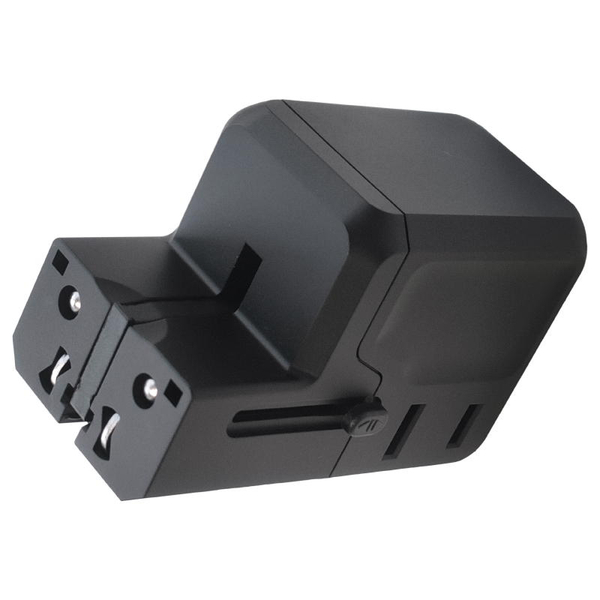 海外用マルチ変換プラグ USBA+C PD20W ブラック