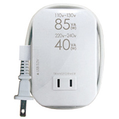 海外用薄型2口変圧器+USB 110-130V/85VA 220-240V/40VA