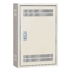 熱機器収納キャビネット 片開 鉄板ベース ベージュ (H1200×W600×D200)
