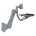 VESA対応スリムキーボード台一体型壁面式フレキシブルアーム（ホワイト）