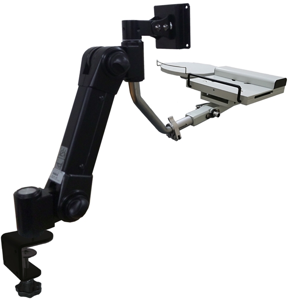 VESA対応スリムキーボード台一体型C型クランプ式フレキシブルアーム（ブラック）