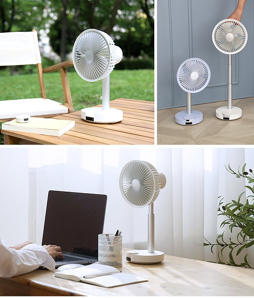 BARSET 4D FAN 多機能コードレス卓上扇風機 ホワイト