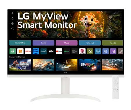 スマートモニター 31.5型/3840×2160/HDMI、USB/ホワイト/スピーカー：あり/WebOS23/スタンド型