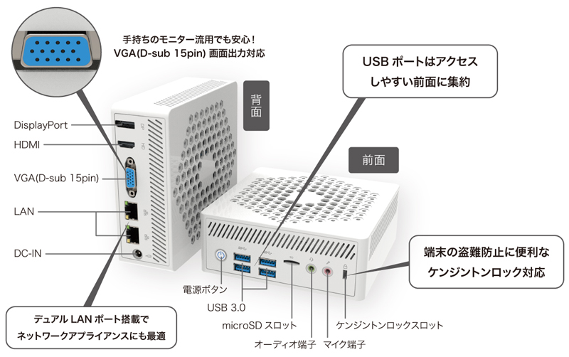 ミニPC LN100W (Alder lake N100/メモリ8GB/SSD256GB/光学ドライブ無/Windows 11 Pro/Office無)