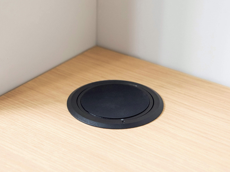 ワーキングブース＜デリカブース＞ 791-35 1人用（天井付） サテンブラック　背面パネル クリア　天板カラー ウォールナット