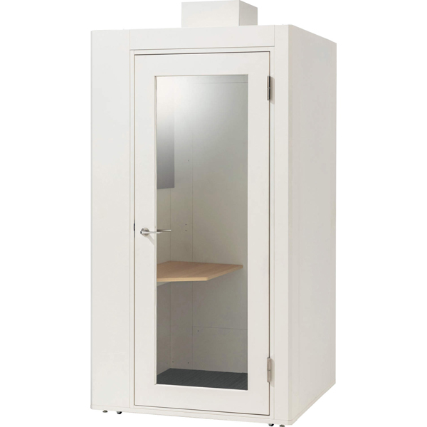 ワーキングブース＜デリカブース＞ 791-40 1人用（天井付） サテンホワイト　背面パネル クローズ　天板カラー ナチュラル