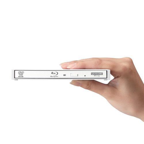 ポータブルBlu-rayディスクドライブ/USB3.2 Gen1/スリム/再生&書き込みソフト付/UHDBD対応/Type-C&Type-Aケーブル付属/ホワイト