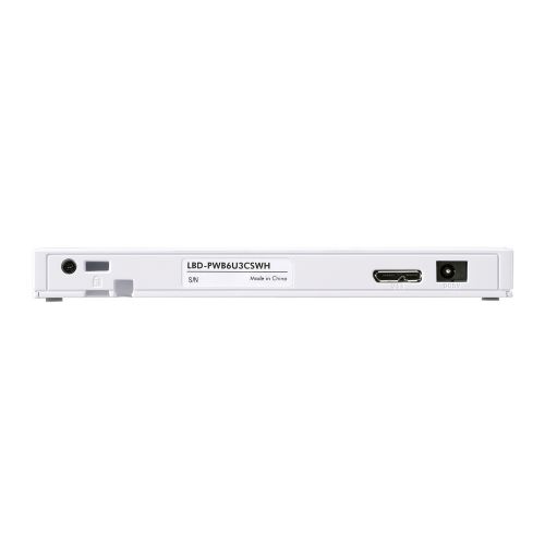 ポータブルBlu-rayディスクドライブ/USB3.2 Gen1/スリム/再生&書き込みソフト付/UHDBD対応/Type-C&Type-Aケーブル付属/ホワイト