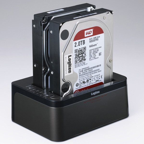 2Bayスタンド型3.5インチHDD＆2.5インチHDD+SSDデュプリケーターケース/USB3.0/ソフト付/エラースキップ機能付