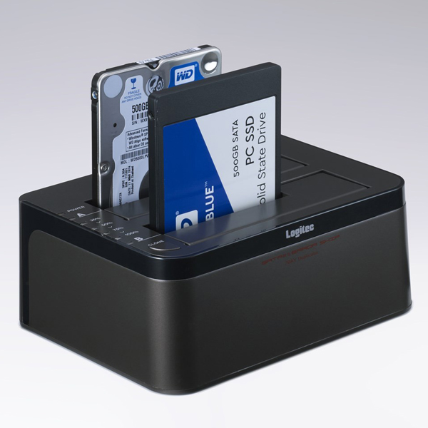 2Bayスタンド型3.5インチHDD＆2.5インチHDD+SSDデュプリケーターケース/USB3.0/ソフト付/エラースキップ機能付