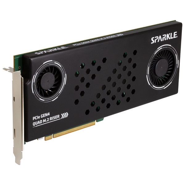 PCIe GEN4 QUAD M.2 RISER CARD/最大4基のPCIe Gen4 M.2 SSD搭載可能なライザーカード/PCIe 4.0 x16接続/NVMe M.2 2242/2260/2280/22110をサポート/RAID 0/1/10をサポート
