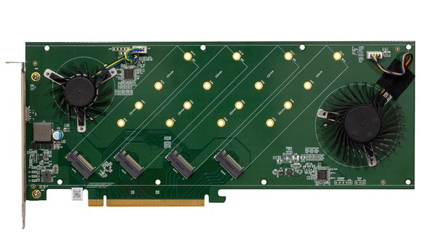 PCIe GEN4 QUAD M.2 RISER CARD/最大4基のPCIe Gen4 M.2 SSD搭載可能なライザーカード/PCIe 4.0 x16接続/NVMe M.2 2242/2260/2280/22110をサポート/RAID 0/1/10をサポート