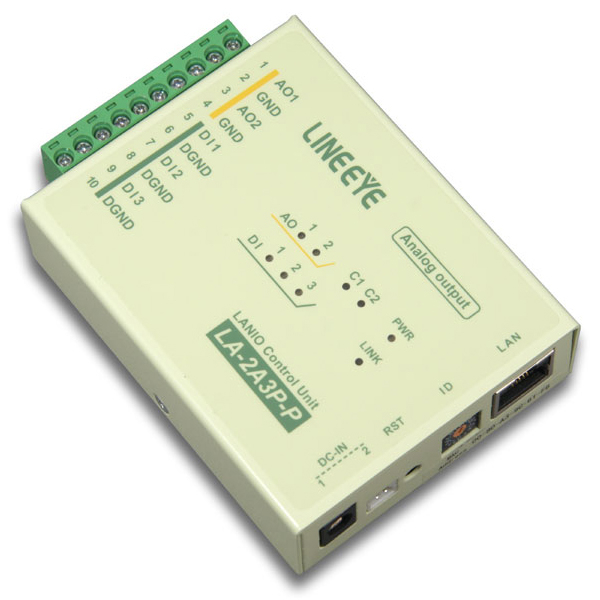 LAN接続型IOユニット アナログ出力2点/ドライ接点入力3点