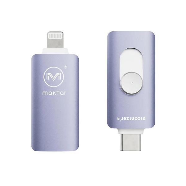 Piconizer4 iPhone、iPad用高速バックアップストレージ (Lightning & USB Type-C両対応) 128GB バイオレット