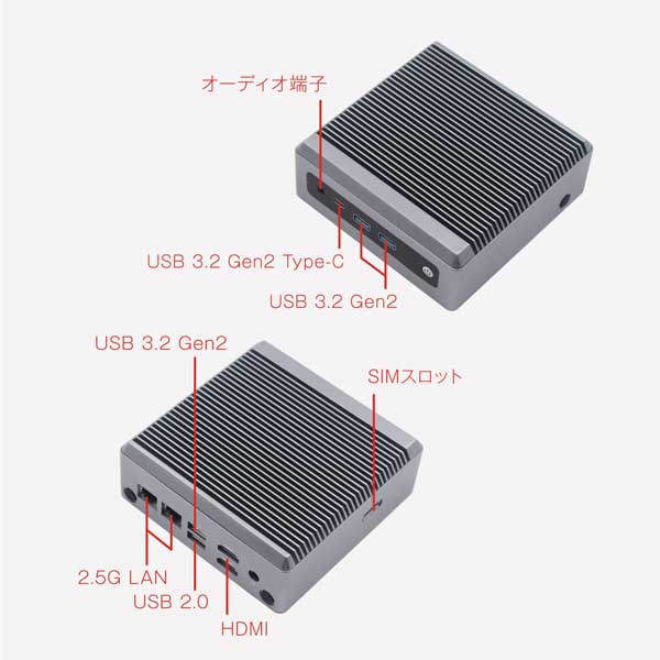 ミニPC NX-N100 (N100/8GB/SSD/128GB/光学ドライブ無/Windows10IoT/Office無)