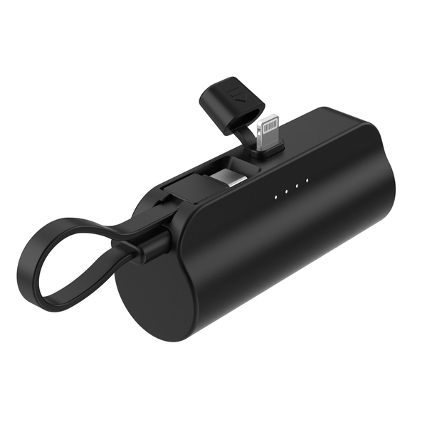 HIDISC ライトニング直挿し5000mAhモバイルバッテリー ブラック