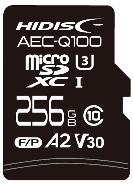 AEC-Q100対応 HIDISC 車載用途向けV30 U3スペック microSDXCカード 256GB