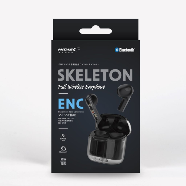 HIDISC 完全ワイヤレスイヤホン スケルトン ブラック