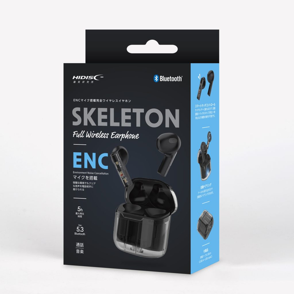 HIDISC 完全ワイヤレスイヤホン スケルトン ブラック