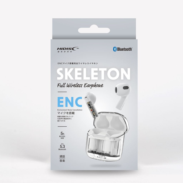 HIDISC 完全ワイヤレスイヤホン スケルトン ホワイト
