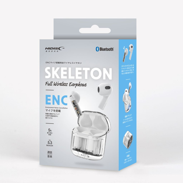 HIDISC 完全ワイヤレスイヤホン スケルトン ホワイト