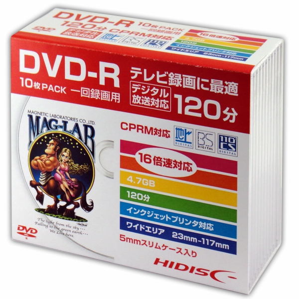 HIDISC DVD-R 16x 4.7GB 録画用 CPRM 10Pスリム