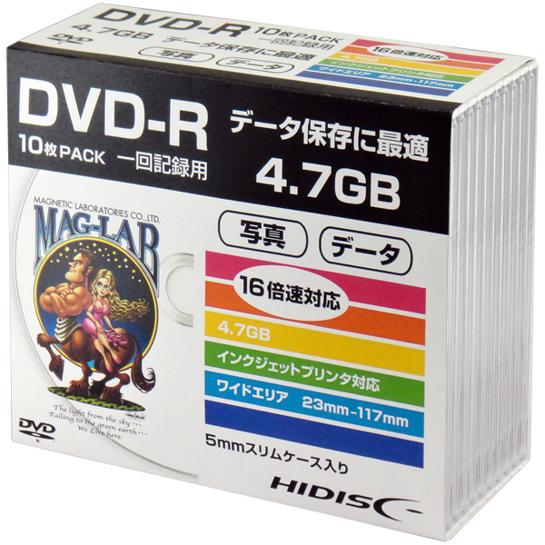 HIDISC データ用DVD-R 4.7GB 16倍速 10Pスリム