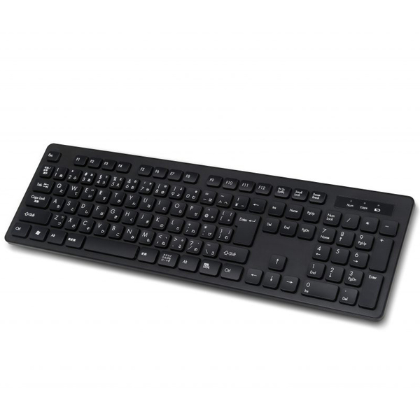 USBワイヤレスキーボード 日本語108キー テンキー付 ブラック