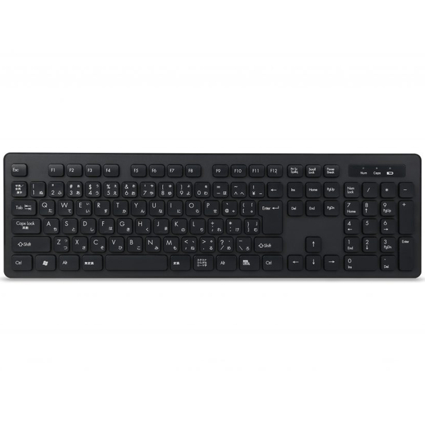 USBワイヤレスキーボード 日本語108キー テンキー付 ブラック