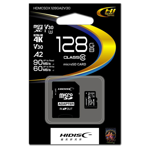 microSDXCカード 高速タイプ 128GB Class10 UHS-1スピードクラス3 V30 A2対応 SD変換アダプタ付