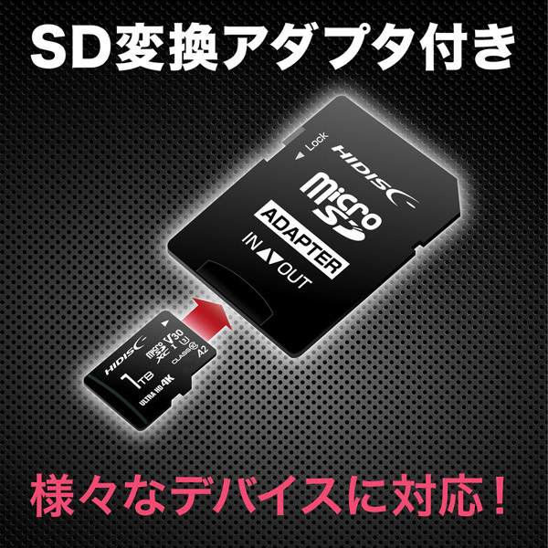 microSDXCカード 高速タイプ 1TB Class10 UHS-1スピードクラス3 V30 A2対応 SD変換アダプタ付