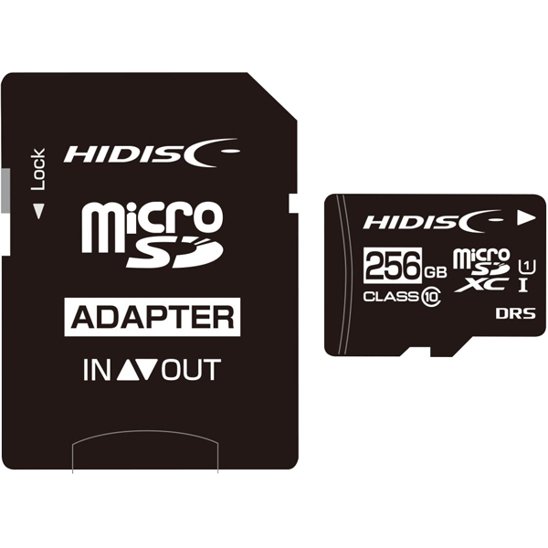 【データ復旧サービス付】HIDISC microSDXCカード 256GB CLASS10 UHS-1対応 SD変換アダプタ/ケース付