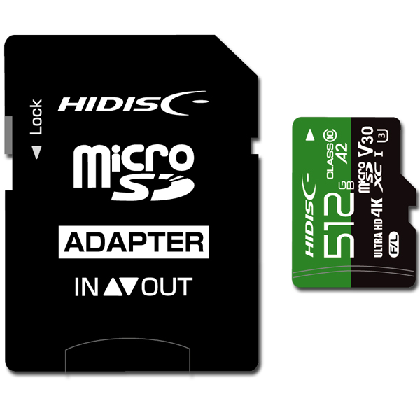 microSDXCカード 超高速タイプ(Read最大170MB/S) 512GB Class10 UHS-1スピードクラス3 V30 A2対応 SD変換アダプタ付