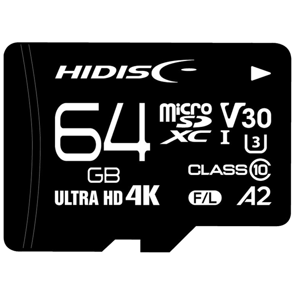 microSDXCカード 高速タイプ 64GB Class10 UHS-1スピードクラス3 V30 A2対応 SD変換アダプタ付