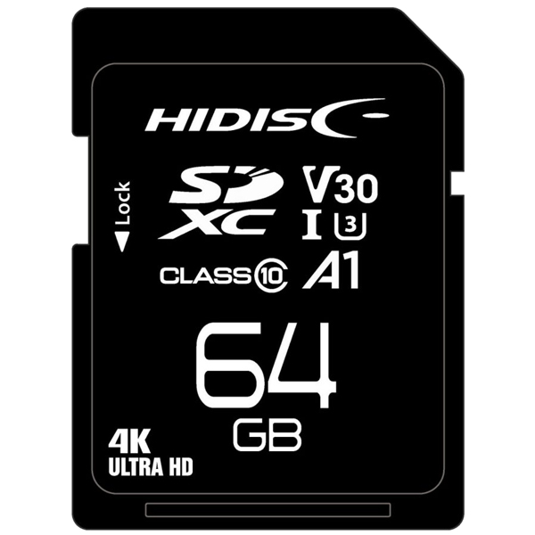 SDXCカード 高速タイプ 64GB Class10 UHS-1スピードクラス3 V30 A1対応