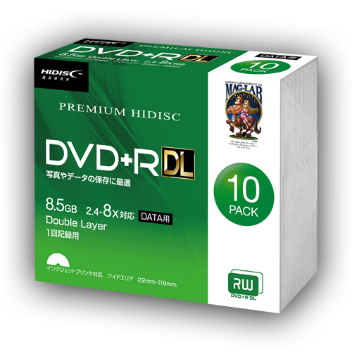 データ用 DVD+R DL 片面2層 8.5GB 10枚 8倍速対応 インクジェットプリンタ対応 10枚 スリムケース入り