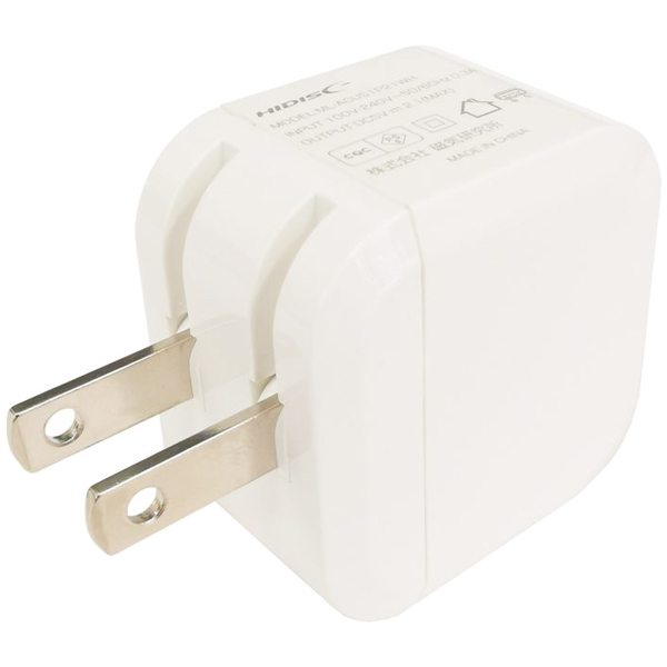 AC-USB充電器 1ポート(USB) 2.1A ホワイト
