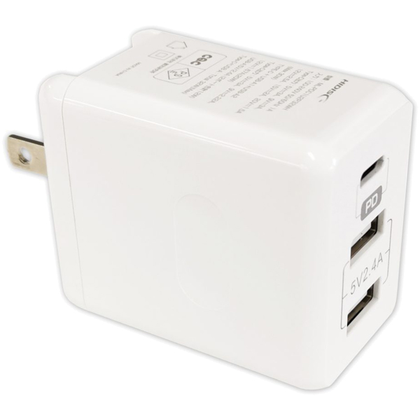 AC-USB充電器 3ポート(USBx2、TypeCx1) PD対応 32W ホワイト