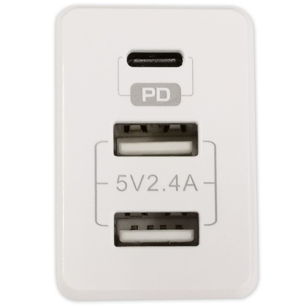 AC-USB充電器 3ポート(USBx2、TypeCx1) PD対応 32W ホワイト