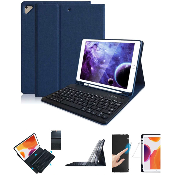 iPad 9.7（第6・5世代）対応 ワイヤレスキーボード付ケース ネイビー