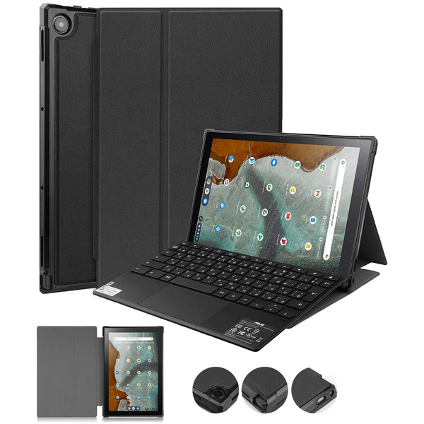 ASUS Chromebook Detachable CM3対応 耐衝撃フラップケース ブラック
