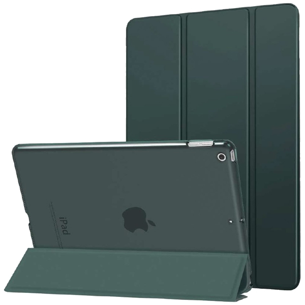 iPad 10.2（第9・8・7世代）対応 背面クリアフラップケース ダークグリーン