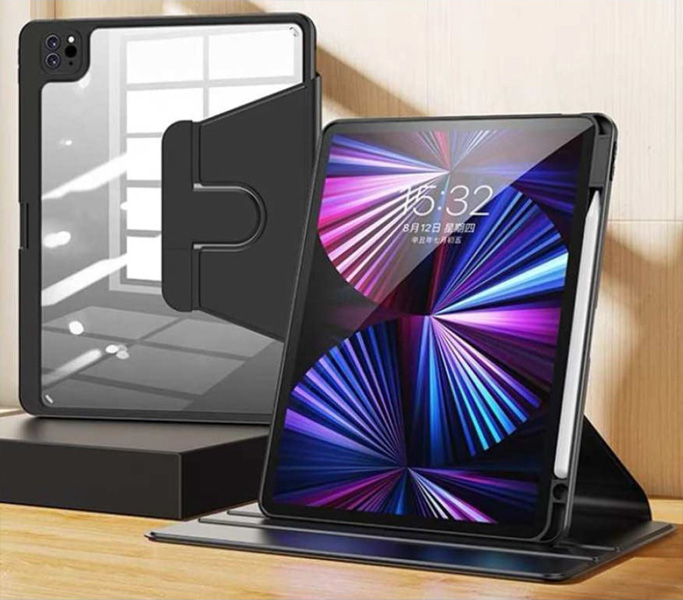 iPad Pro 12.9（第5世代）対応 フラップケース（360度） ブラック